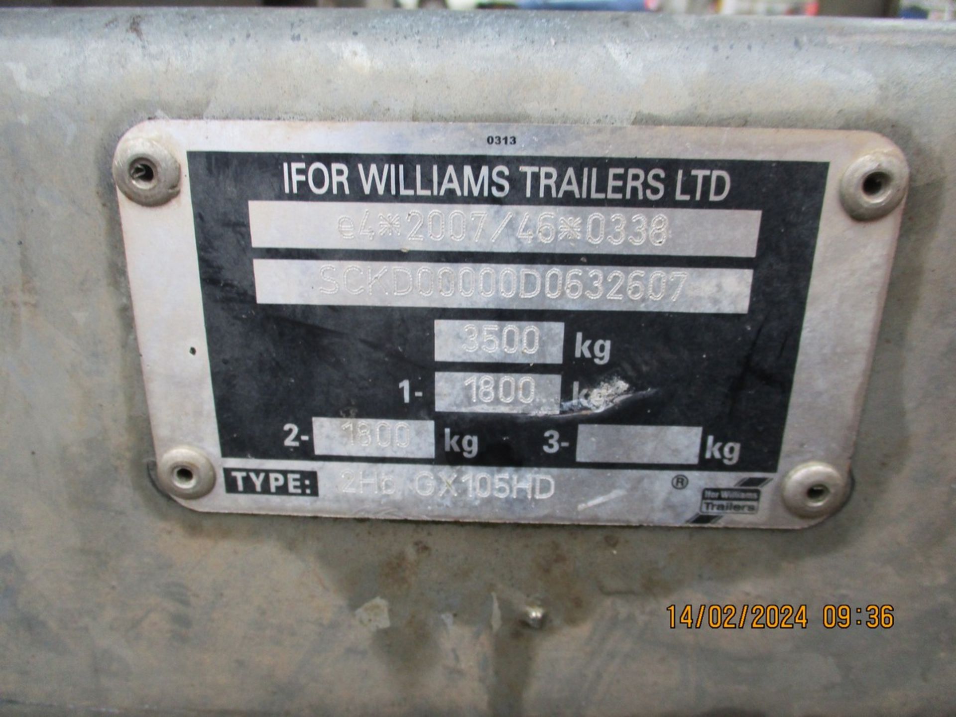 IFOR WILLIAMS 3.5 TON TRAILER BED SIZE APPROX 10'X5'2 - Image 7 of 7