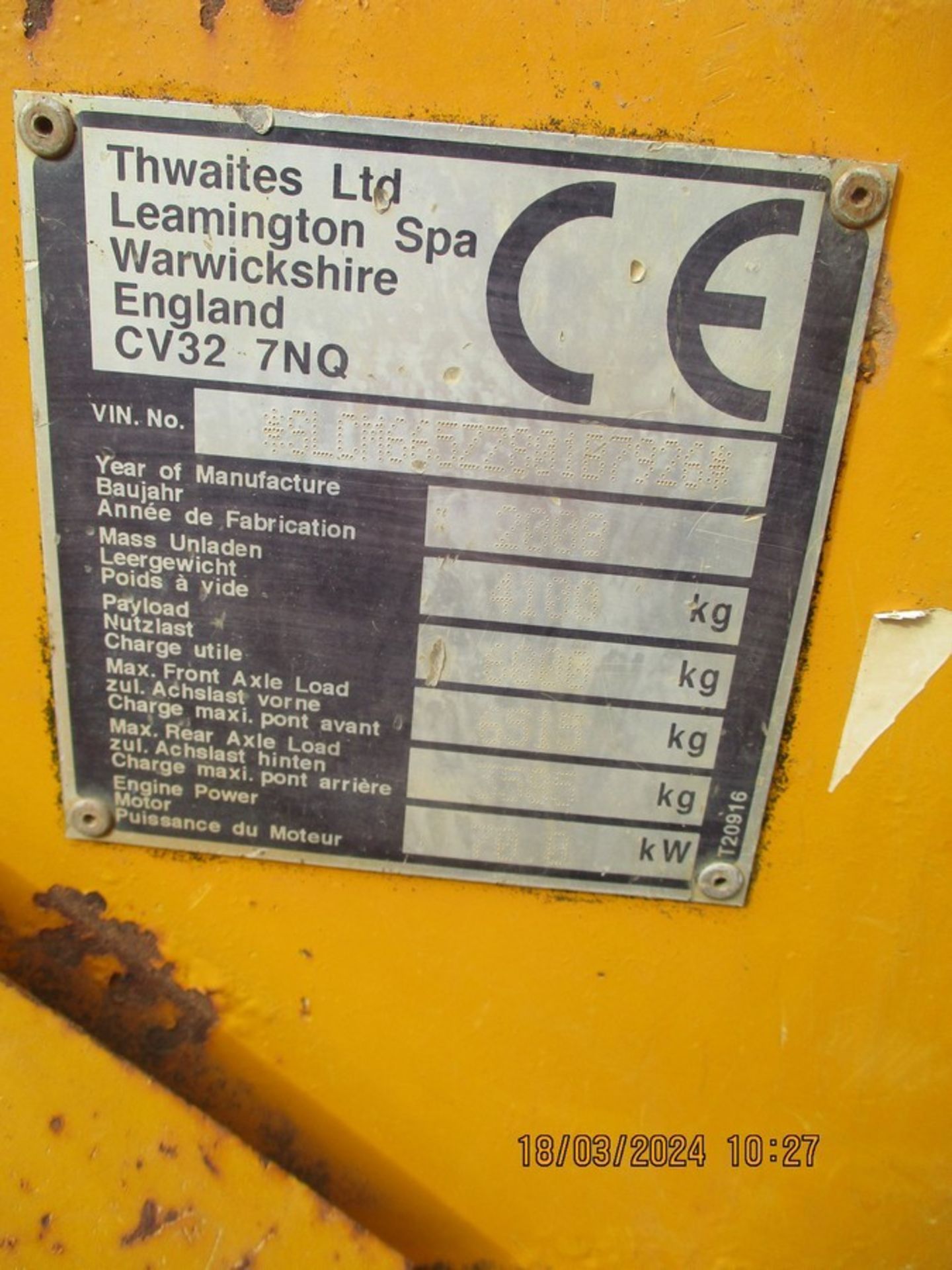 THWAITES 6 TON DUMPER 2008 - Image 11 of 11