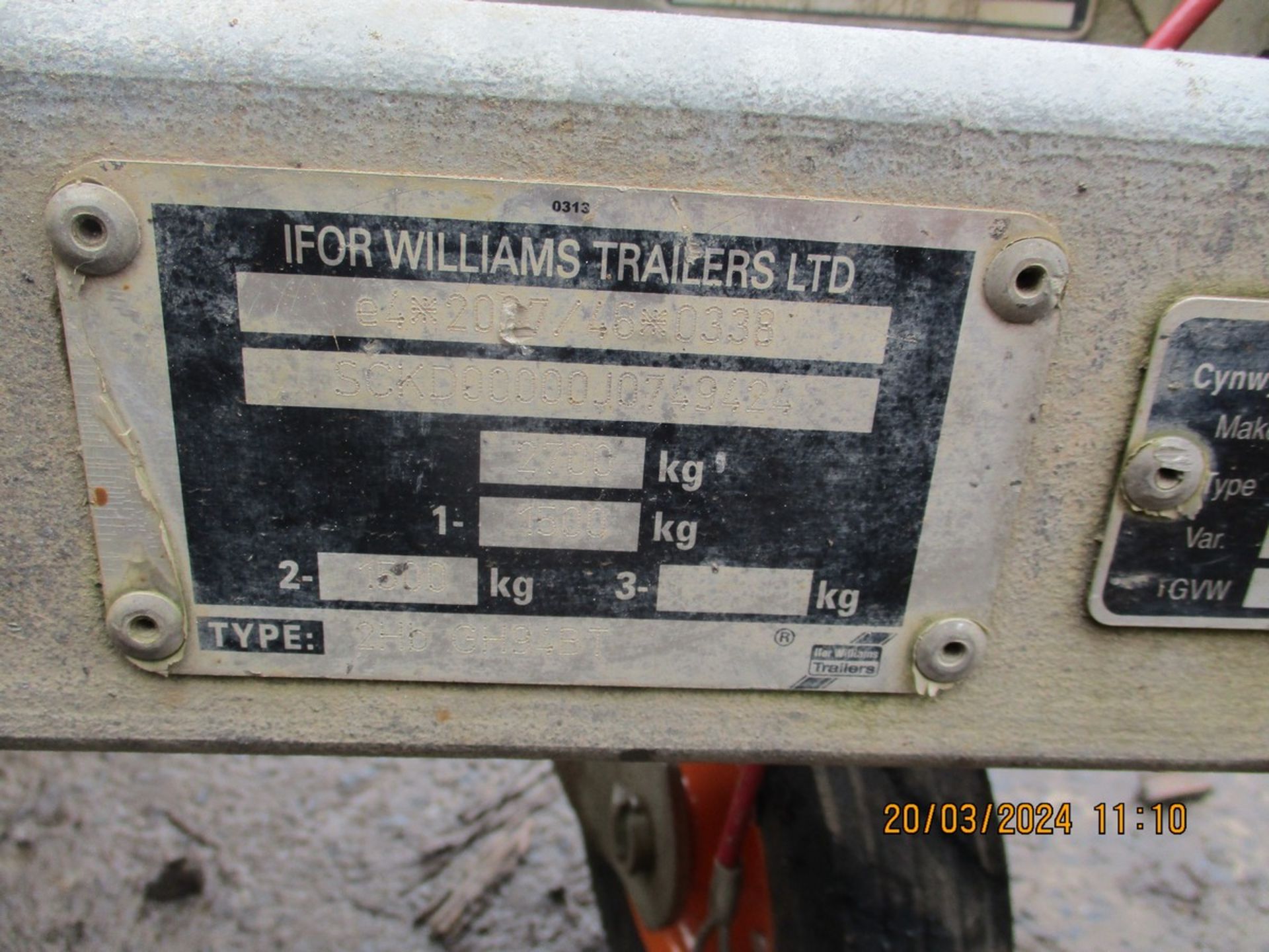 IFOR WILLIAMS 2.7 TON PLANT TRAILER 3348931 - Image 3 of 4