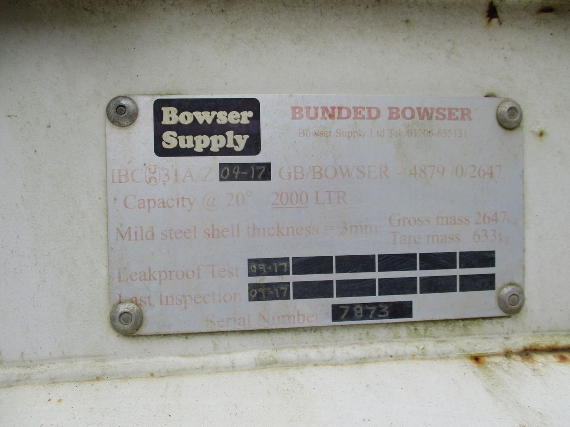 MAIN 2000 LITRE DIESEL BOWSER 3315547 - Bild 2 aus 6