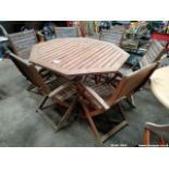 HARDWOOD GARDEN TABLE & 6 CHAIRS