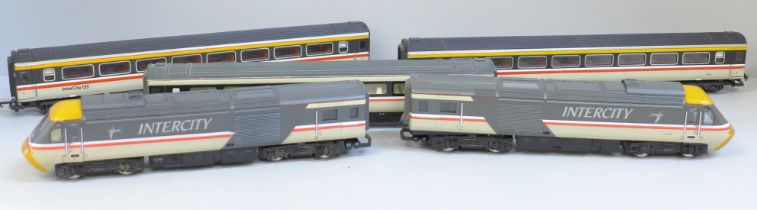Hornby model rail, Intercity power car, dummy car and three coaches