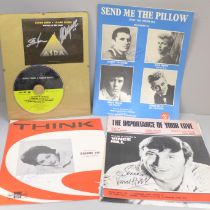 Music autographs; Elton John and Leann Rymes CD display, Brenda Lee, other 1960's, etc.
