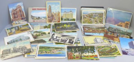 A collection of over 200 postcards, USA scenes including 'Colortone'