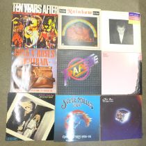 A collection of LP records, Supertramp, (x2), Meatloaf, Be Bop Deluxe, David Bowie, Whitesnake,