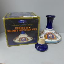 A bottle of Pusser's Rum in a Wade Nelson's ship's decanter, boxed with stopper