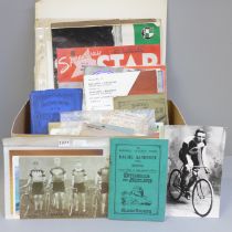 Cycling ephemera; a box of pedal cycle and motorcycling ephemera