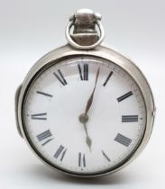 A silver pair cased verge fusee pocket watch, Birmingham 1794, a/f