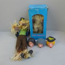 An Elvis Presley boxed radio and a Wurzel Gummidge vintage doll with three detachable heads