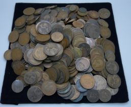 British and foreign copper coins and commemorative crowns including Churchill