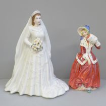 A Royal Doulton figure, Christmas Morn and a Royal Worcester figure, Her Majesty Queen Elizabeth II