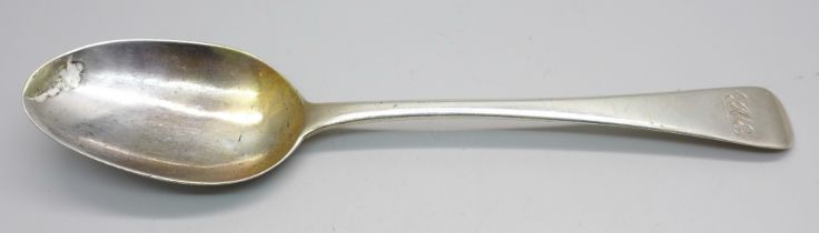 A George III silver serving spoon, London 1812, 54g, a/f