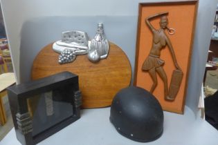 A jockey skull cap and a collection of treen **PLEASE NOTE THIS LOT IS NOT ELIGIBLE FOR POSTING