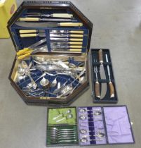 A part canteen of cutlery, a carving set and other boxed flatware **PLEASE NOTE THIS LOT IS NOT