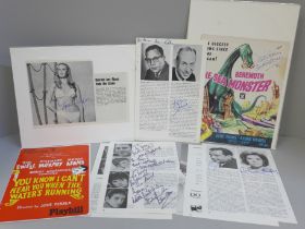 A selection of autographs, two in displays, Veronica Carlson and Andre Morell