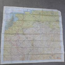 A WWII silk map, sheets C & D of Western Europe, circa 1940