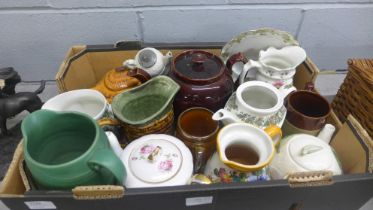 A box of mixed decorative china; teapots, mugs, tankards, etc. **PLEASE NOTE THIS LOT IS NOT