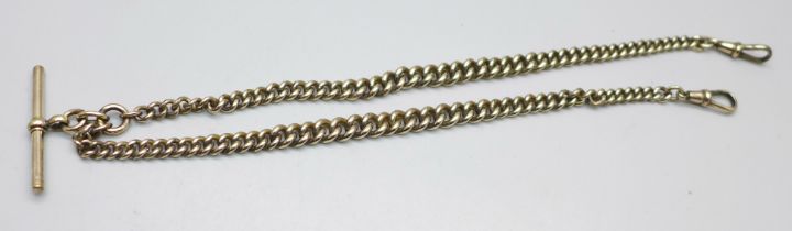 A rolled gold double Albert watch chain
