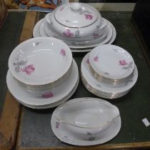 German KPM Krister dinnerwares, six plates, six salad plates, four dinner plates, six soup bowls,