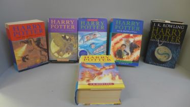 Six Harry Potter books including three first editions