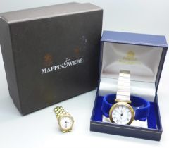 A lady's and a gentleman's Mappin & Webb quartz wristwatch, boxed