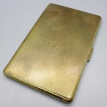 A gold plated cigarette case, marked made in England, 82mm x 127mm