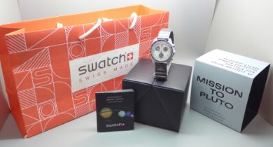 A Swatch Omega Bioceramic MoonSwatch Collection, Mission To Pluto, (as new, unused, with receipt and