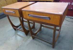 A pair of G-Plan Fresco teak single drawer bedside tables