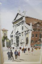 John Yardley (b.1933), Sunshine at San Vidal, watercolour, signed lower right, 52 x 34cms, framed