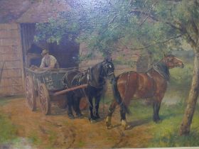 Attributed to John Frederick Herring Jr. (1820-1907), The Farmers Horses, oil on canvas, 44 x 60cms,