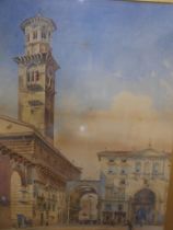 Italian School (19th Century), Piazza Erbe, Verona, watercolour, unsigned, 45 x 33cms, framed