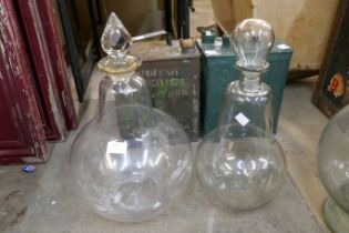 Two glass chemist's bottles