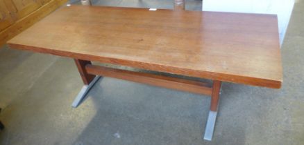 A teak and chrome rectangular coffee table