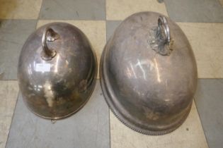 Two silver plated meat domes