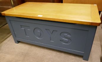 A painted light oak toy box