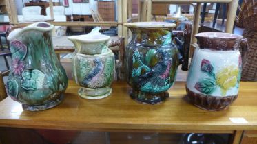 Four 19th Century majolica porcelain jugs