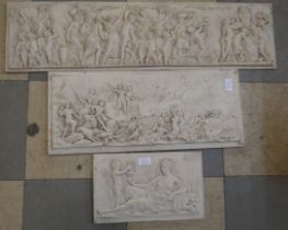 Three Romanesque faux marble panels