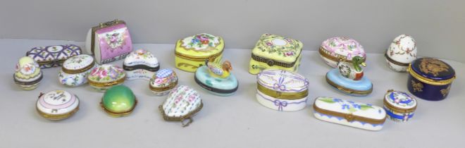 A collection of trinket boxes including Limoges examples (12) and others (8)