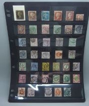 Stamps; a stock sheet of GB Queen Victoria stamps, penny black onwards