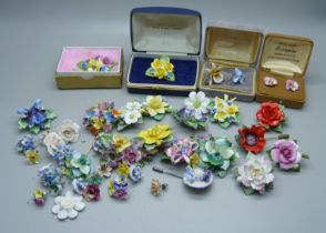 A quantity of bone china floral jewellery