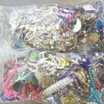 Two bags of costume jewellery