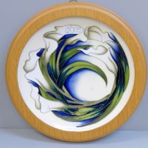 A Moorcroft Lilies charger, 2005 trial piece, framed