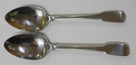 A pair of George III silver serving spoons, London 1808, 123g