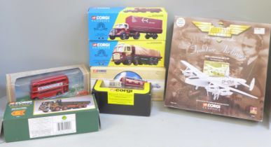 A collection of seven Corgi Classics and other model vehicles, boxed