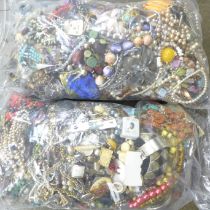 Two bags of costume jewellery