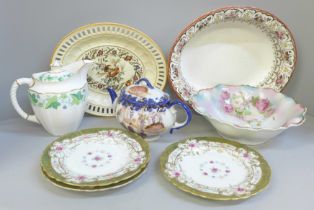 A box of assorted ceramics including Wedgwood, Royal Crown Derby, oriental, etc. **PLEASE NOTE