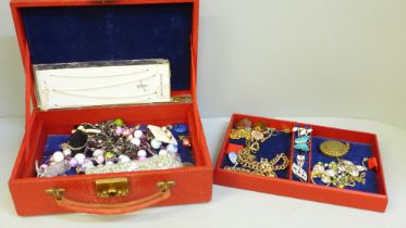 A box of vintage costume jewellery