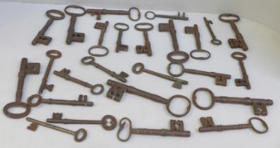 Twenty-five antique door keys
