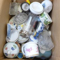 Approximately twenty-five trinket boxes, scent bottles and dressing table jars