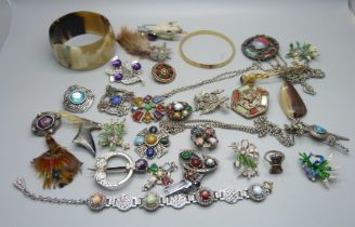 Jewellery including Scottish brooches, bangles, etc.